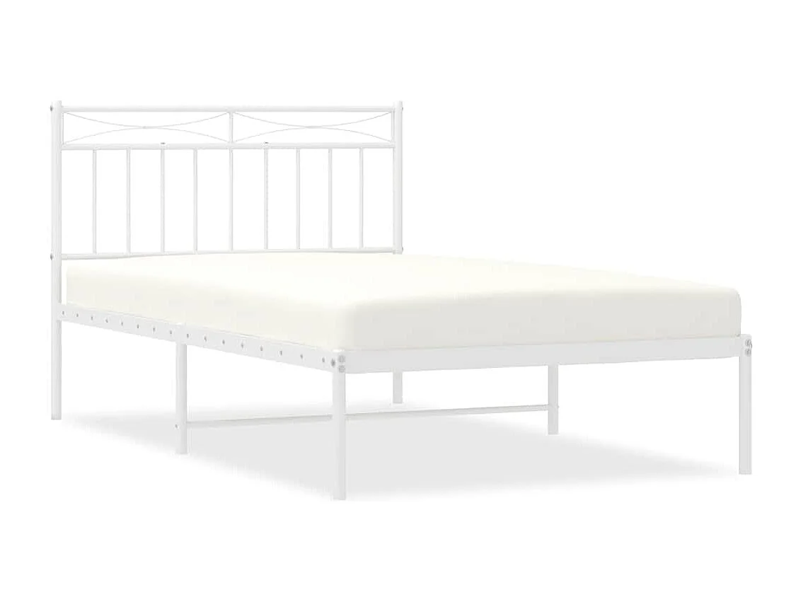 Cadre de lit métal sans matelas et tête de lit blanc 100x200 cm