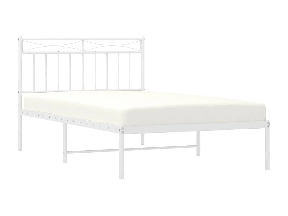 Cadre de lit métal sans matelas et tête de lit blanc 100x200 cm