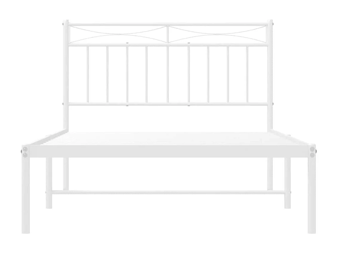 Cadre de lit métal sans matelas et tête de lit blanc 100x200 cm