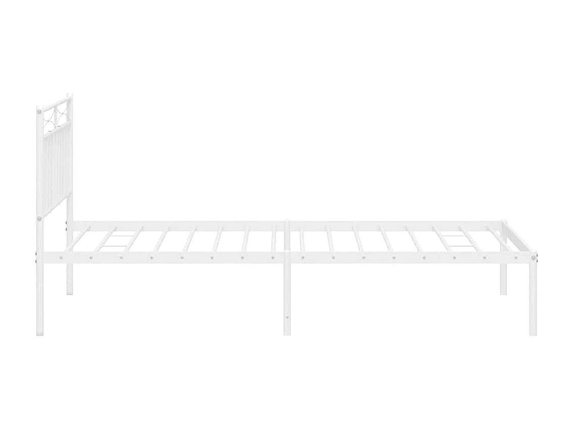Cadre de lit métal sans matelas et tête de lit blanc 100x200 cm