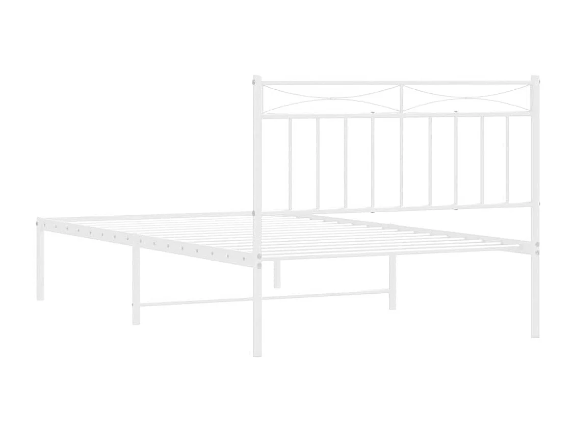 Cadre de lit métal sans matelas et tête de lit blanc 100x200 cm