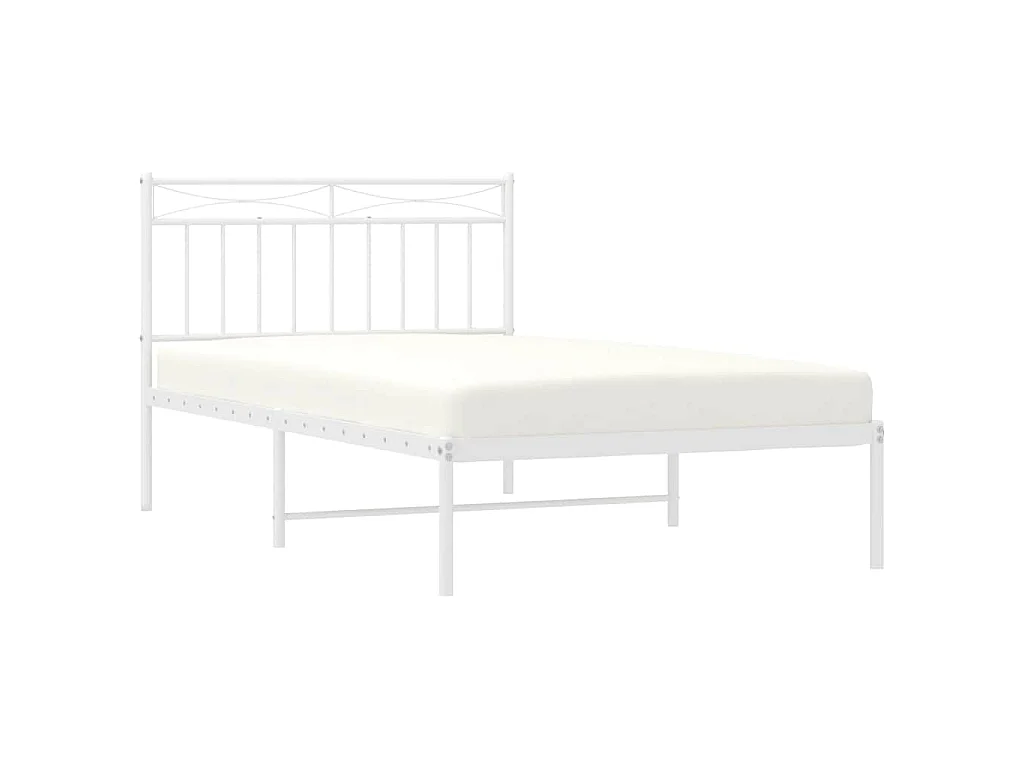 Cadre de lit métal sans matelas et tête de lit blanc 100x200 cm