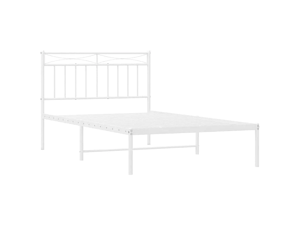 Cadre de lit métal sans matelas et tête de lit blanc 100x200 cm