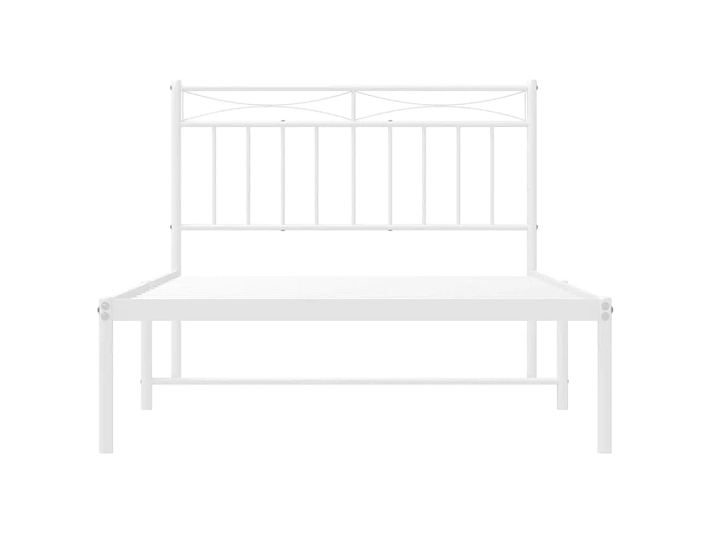 Cadre de lit métal sans matelas et tête de lit blanc 100x200 cm