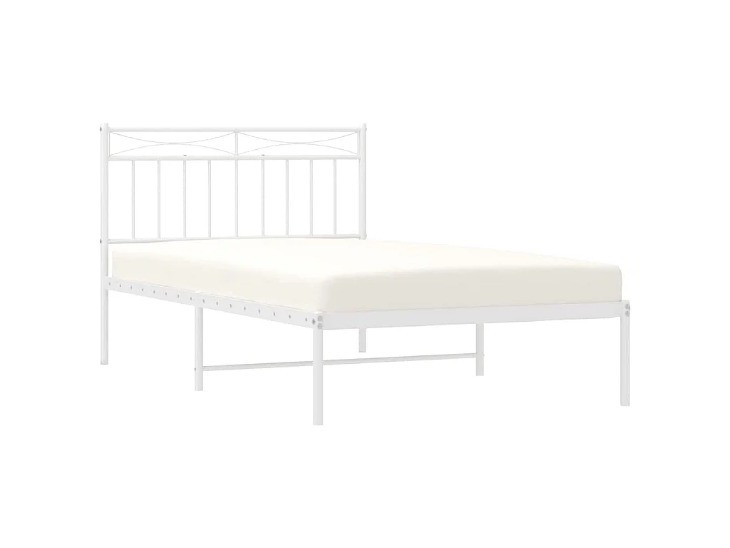 Cadre de lit métal sans matelas et tête de lit blanc 100x200 cm
