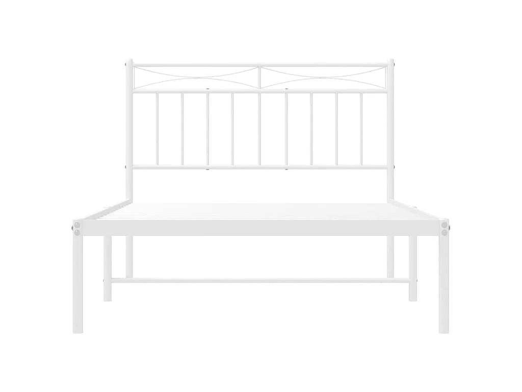 Cadre de lit métal sans matelas et tête de lit blanc 100x200 cm