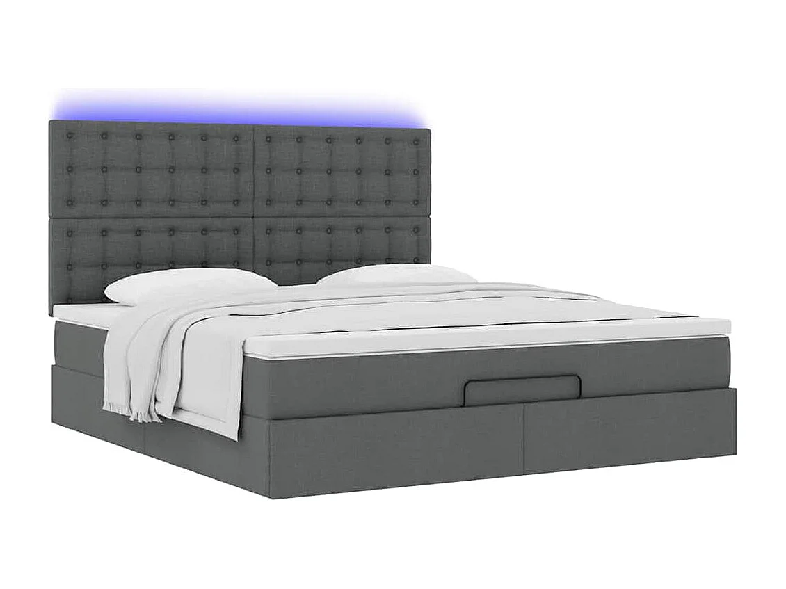 Ottoman-Bett mit Matratze & LEDs Dunkelgrau 160x200 cm Stoff