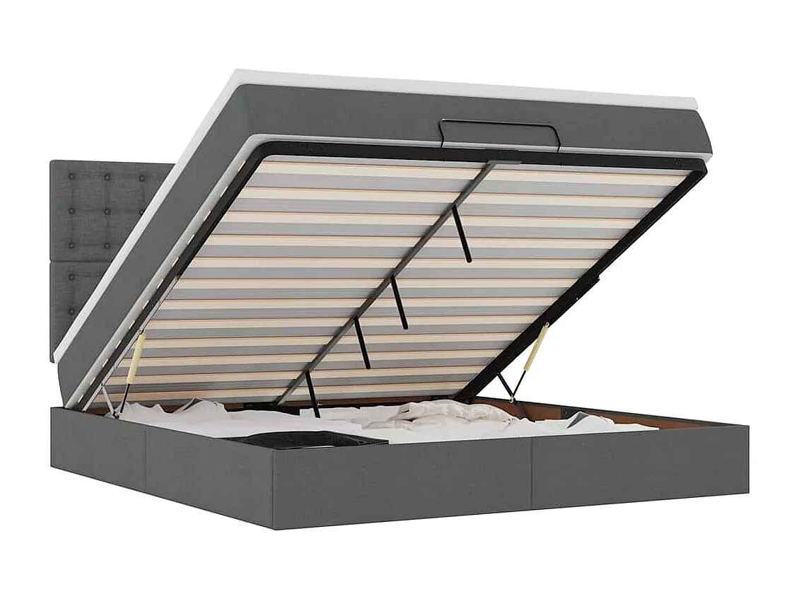 Ottoman bed met matras en LED's 160x200cm stof donkergrijs