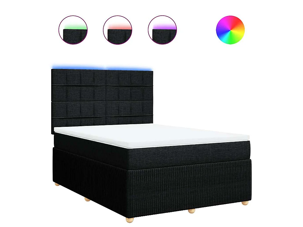 Giroletto a Molle con Materasso Nero 160x200 cm in Tessuto