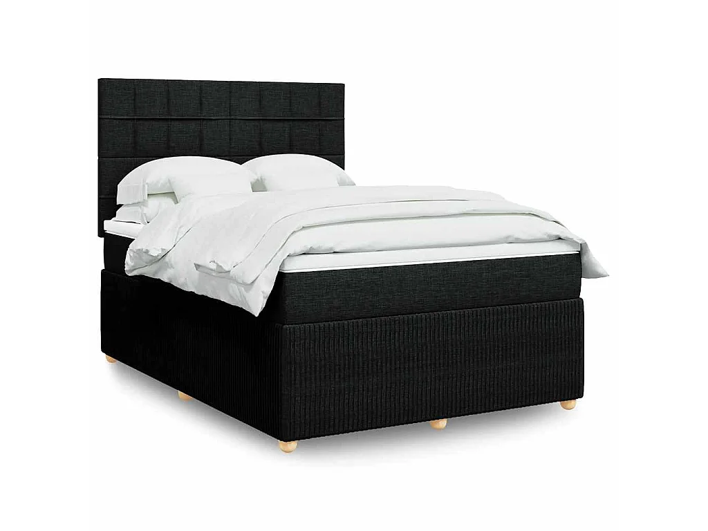Giroletto a Molle con Materasso Nero 160x200 cm in Tessuto