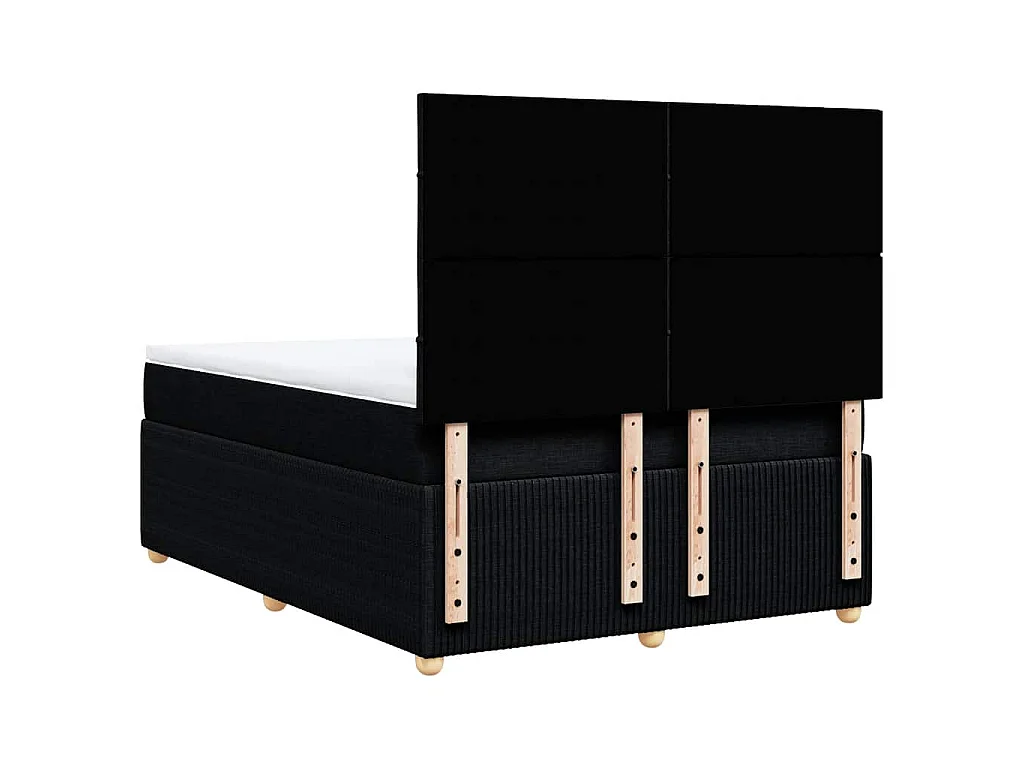 Giroletto a Molle con Materasso Nero 160x200 cm in Tessuto