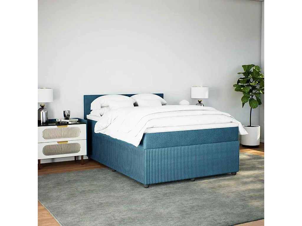 Boxspring met matras fluweel blauw 140x190 cm