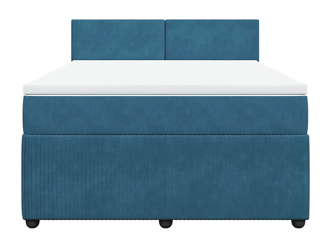 Boxspring met matras fluweel blauw 140x190 cm