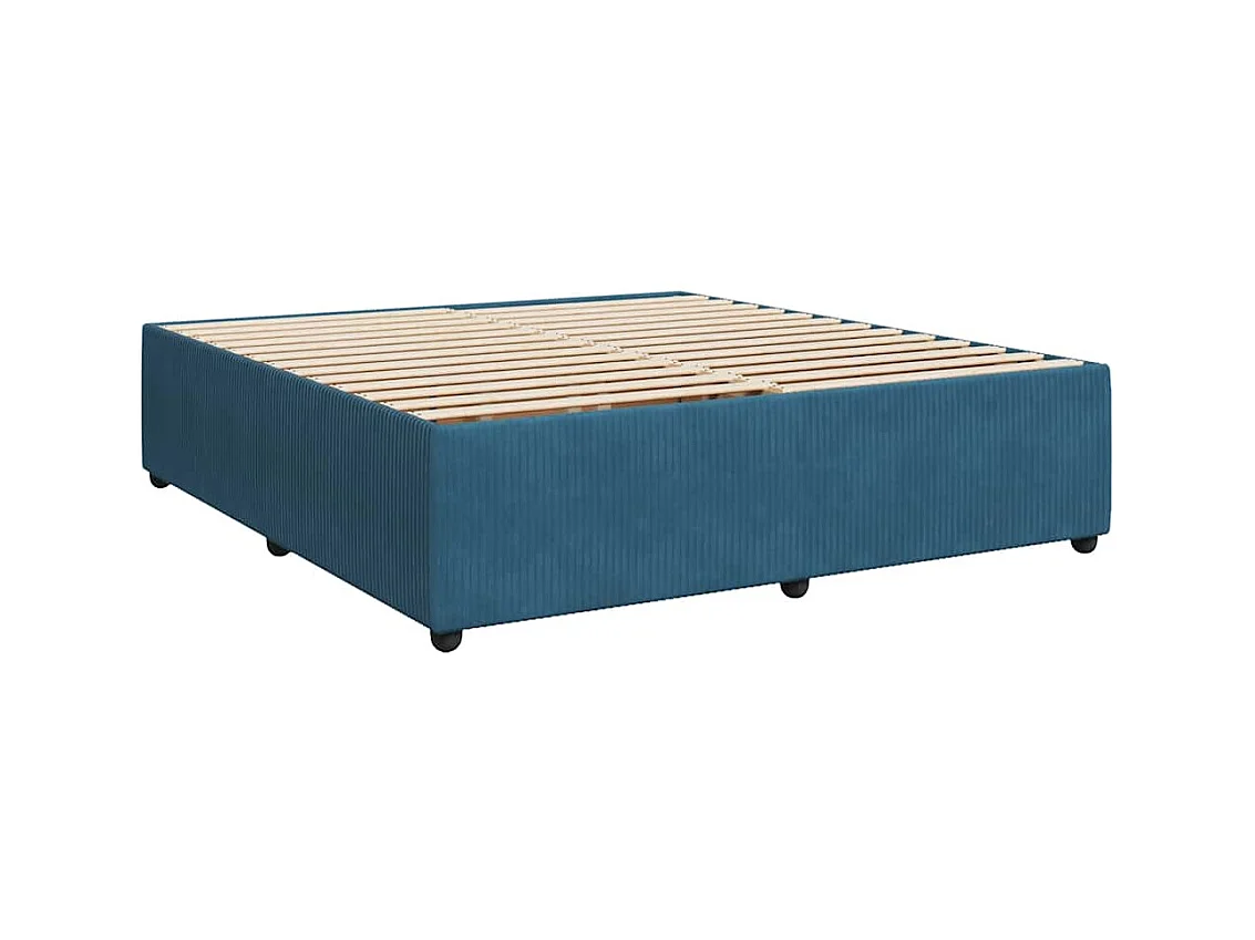 Cama box spring con colchón terciopelo azul 180x200 cm