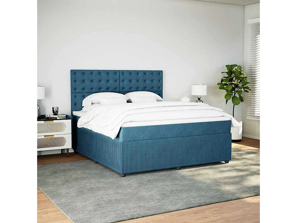 Boxspring met matras fluweel blauw 180x200 cm
