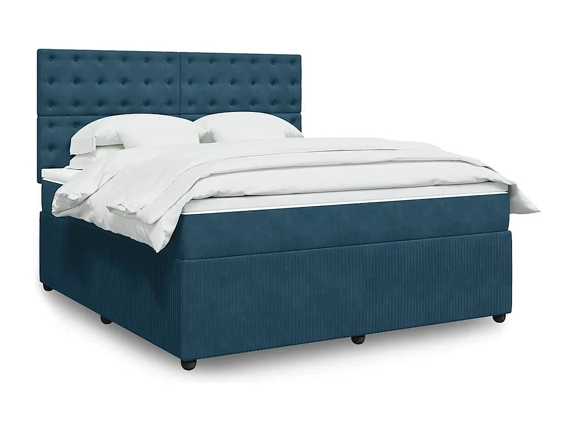 Boxspringbett mit Matratze Blau 180x200 cm Samt