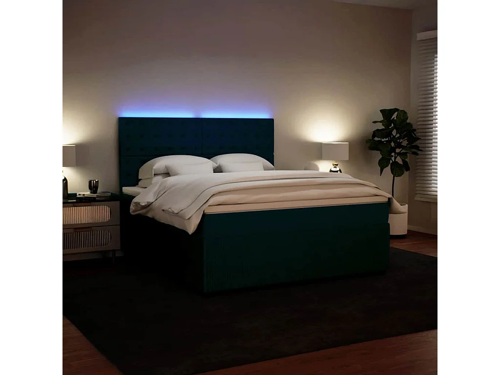 Boxspringbett mit Matratze Blau 180x200 cm Samt