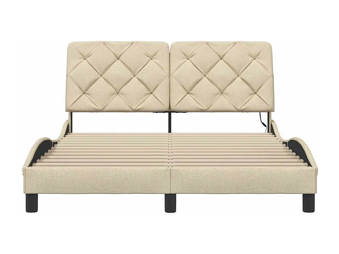 Bettgestell mit LED ohne Matratze Creme 140x200 cm Stoff