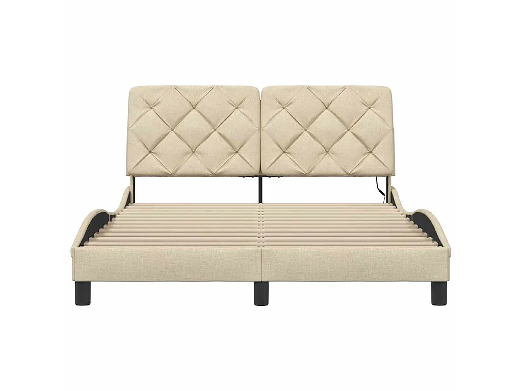 Bedframe met LED zonder matras 140x200 cm stof crème
