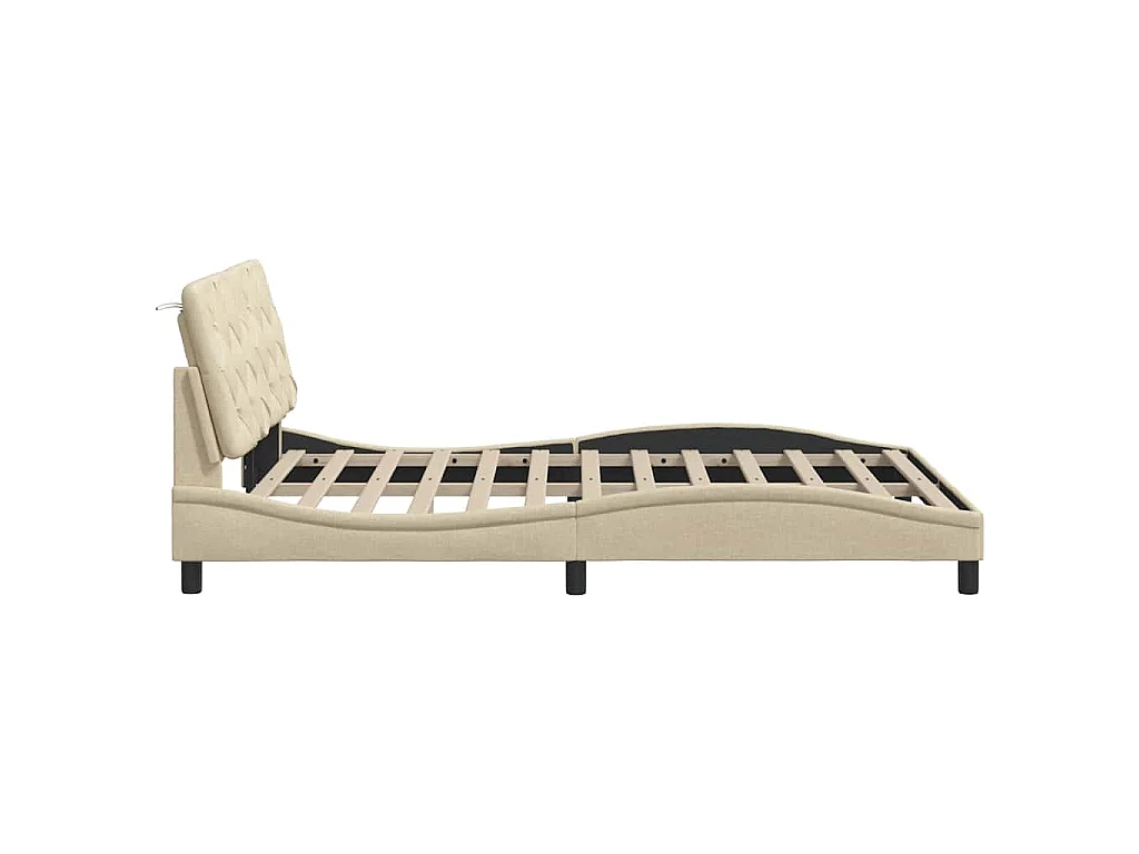 Bedframe met LED zonder matras 140x200 cm stof crème