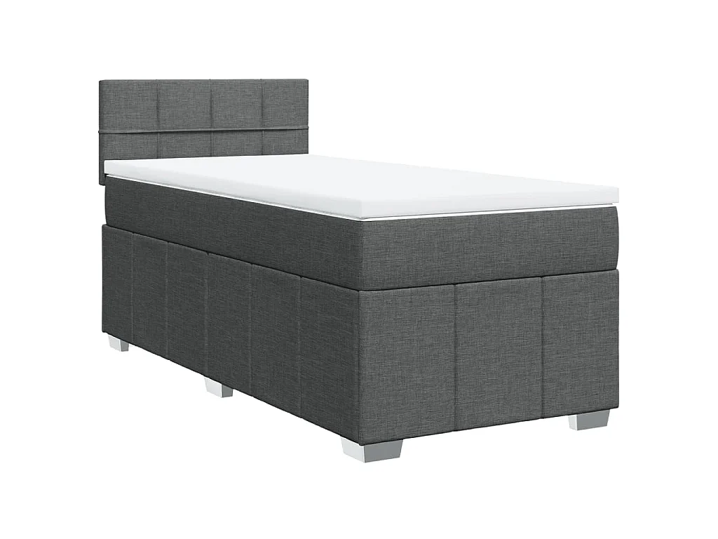 Giroletto a Molle con Materasso Grigio Scuro 90x190 cm Tessuto