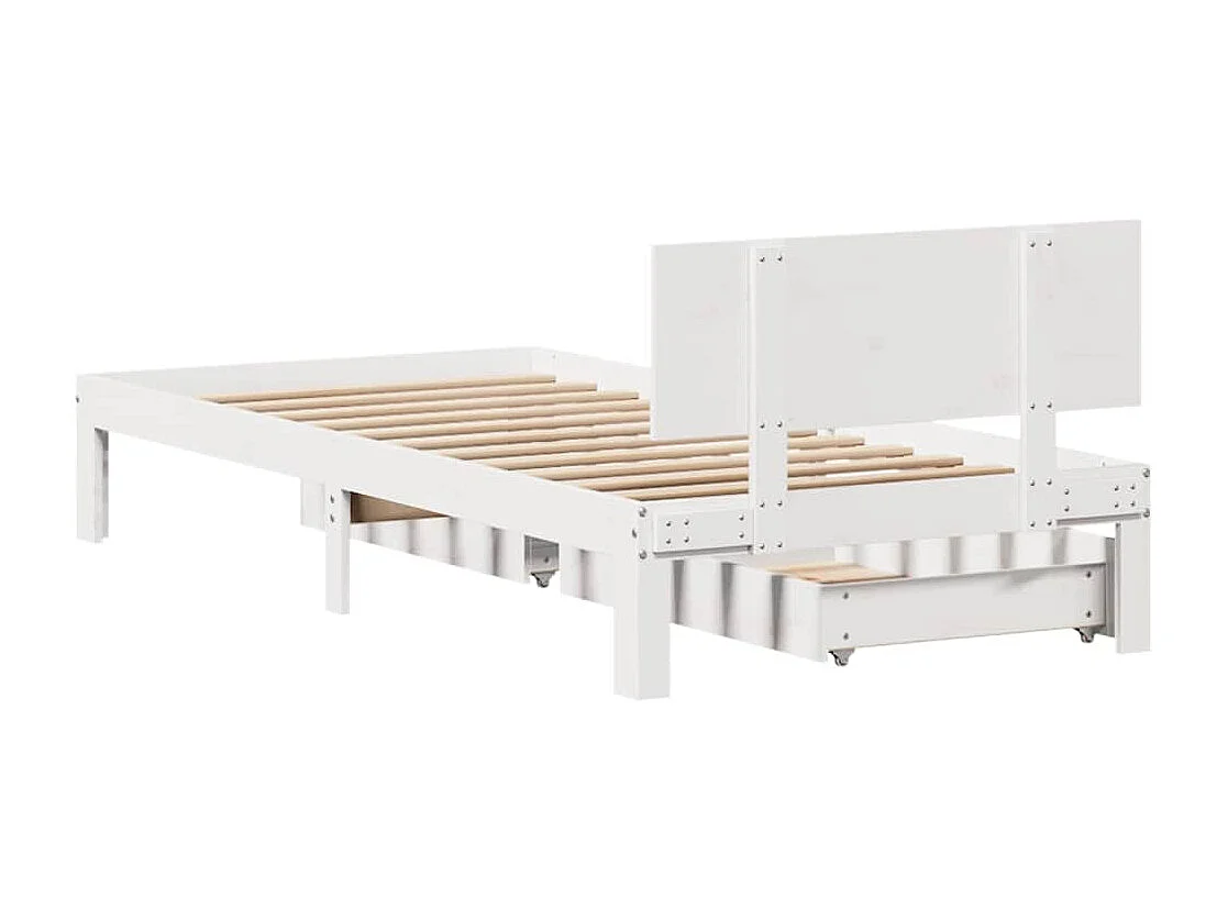 Bedframe met lades massief grenenhout wit 90x200 cm