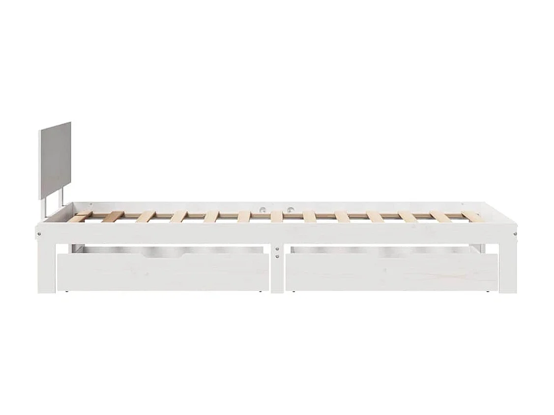 Bedframe met lades massief grenenhout wit 90x200 cm