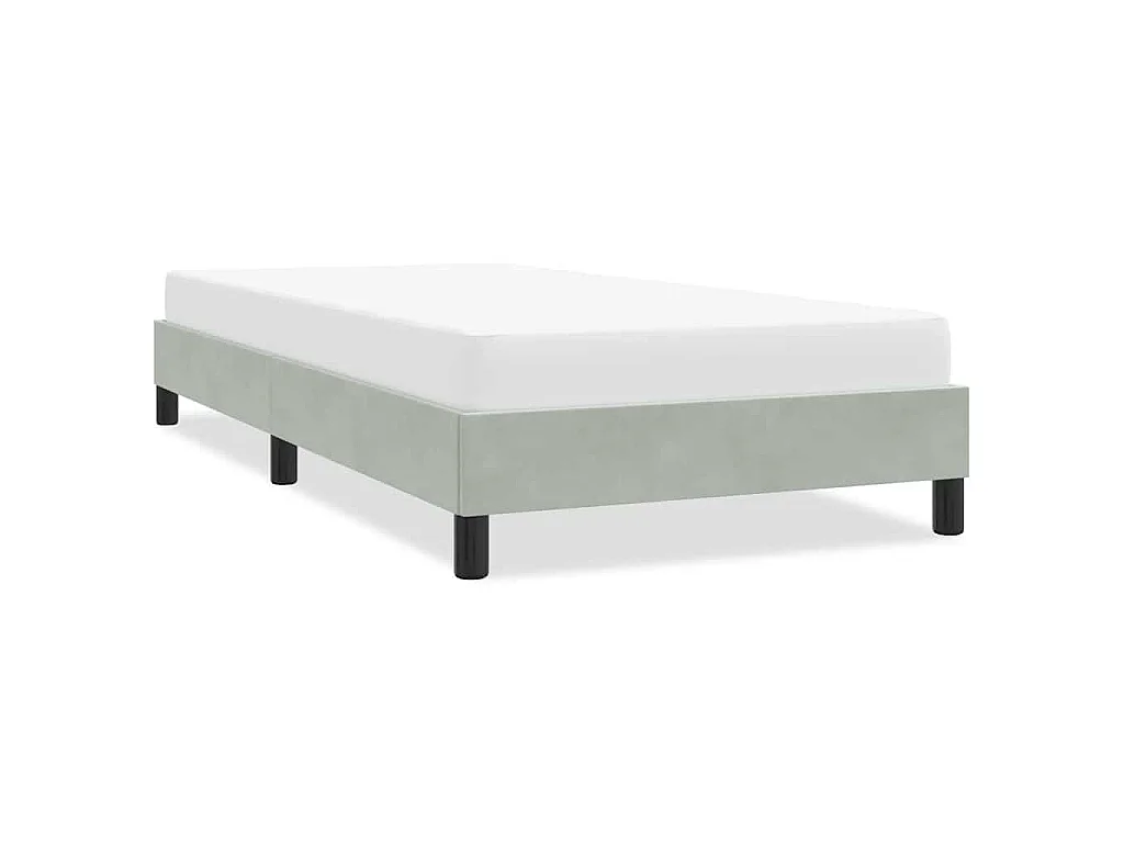 Cadre de lit sans matelas gris clair 90x210 cm velours
