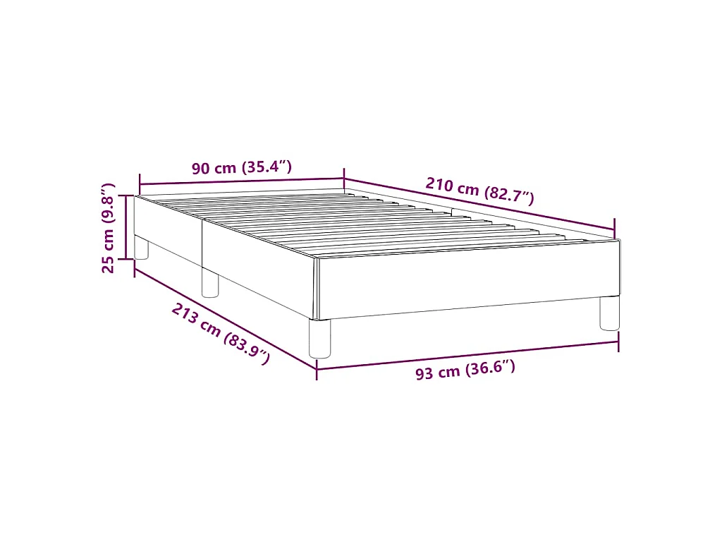 Cadre de lit sans matelas gris clair 90x210 cm velours