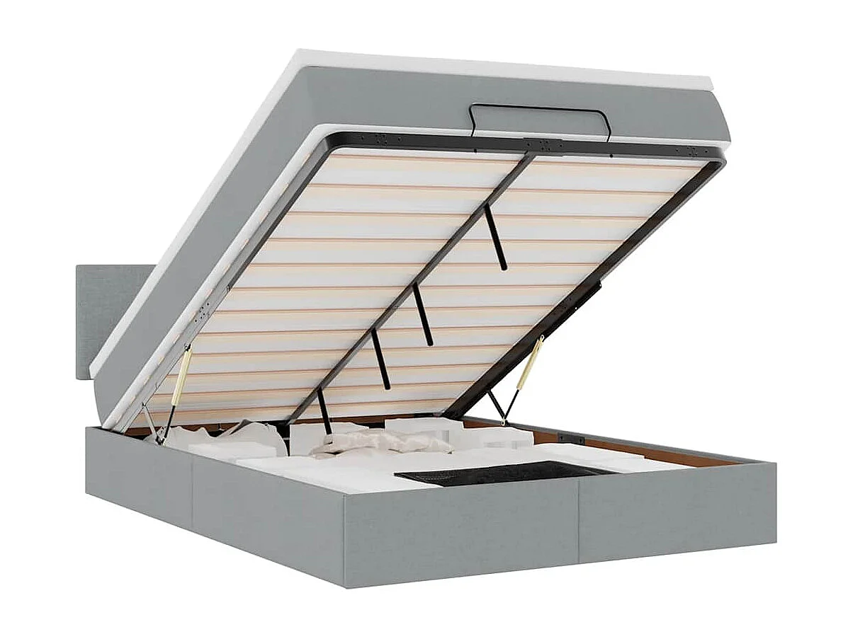 Ottoman bed met matras 140x200cm stof lichtgrijs