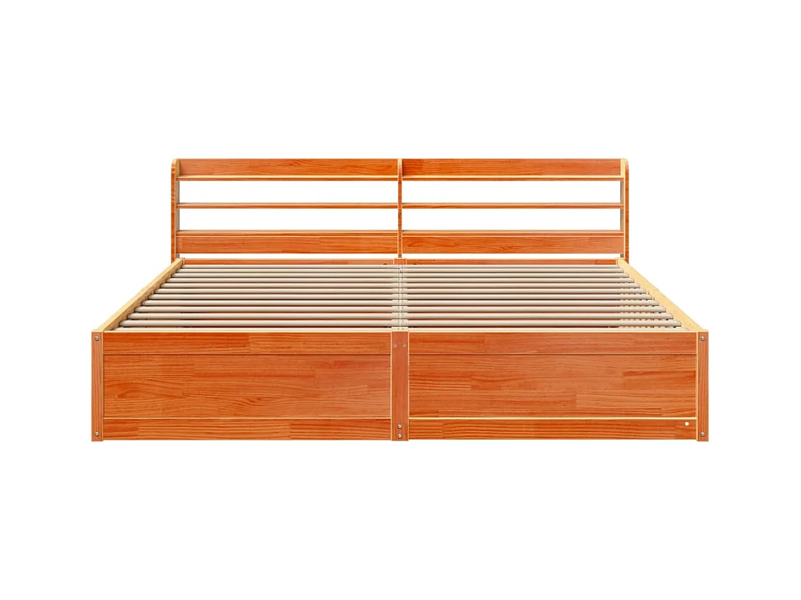 Cadre de lit et tête de lit cire marron 180x200 cm bois de pin