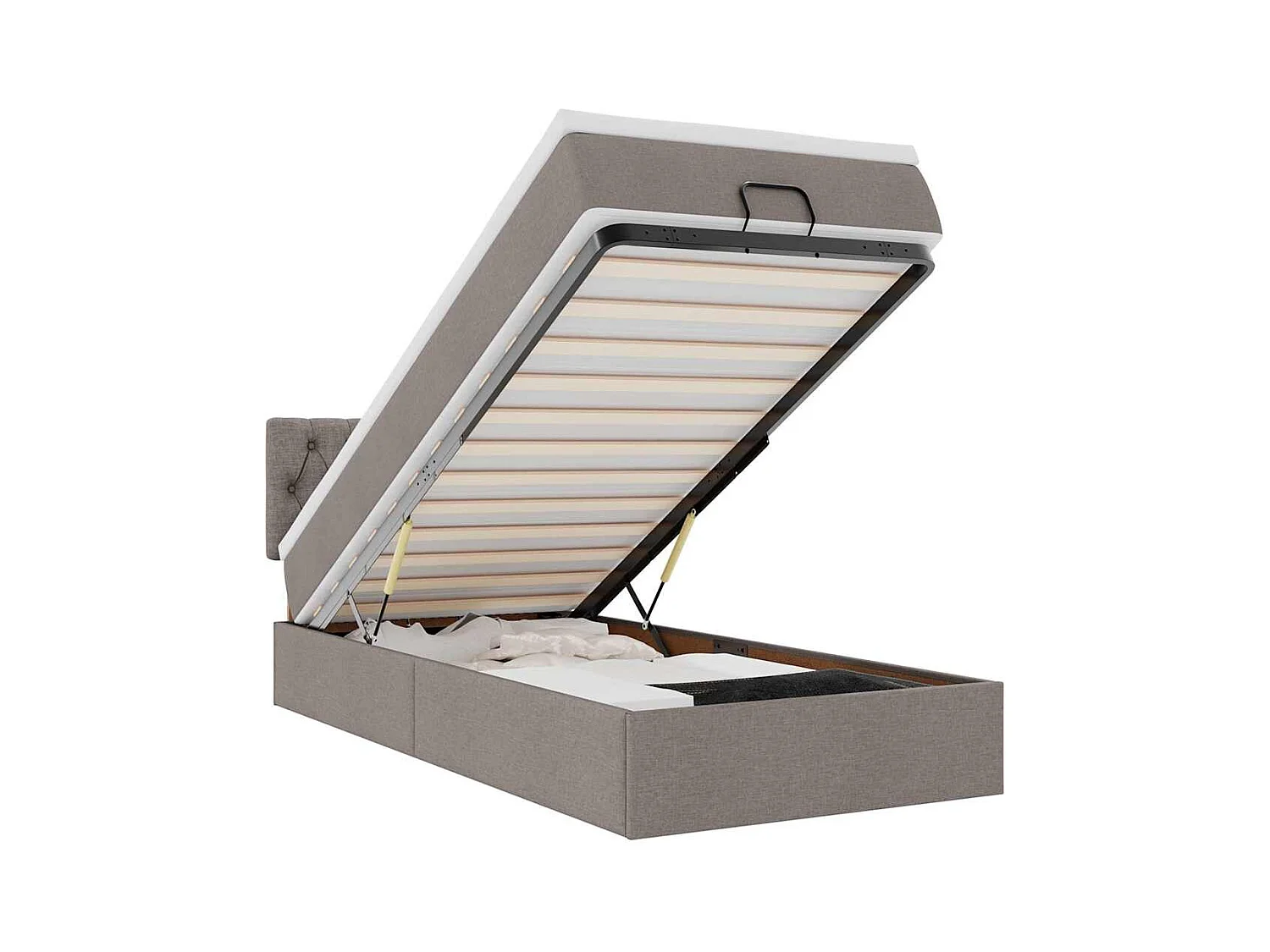 Pouf Letto con Materasso Tortora 100x200 cm in Tessuto