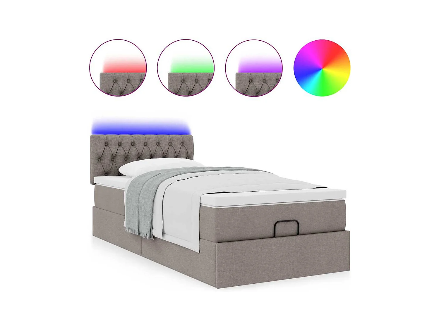 Pouf Letto con Materasso Tortora 100x200 cm in Tessuto