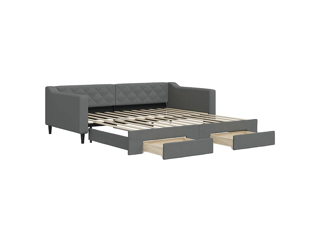 Tagesbett Ausziehbar mit Schubladen Dunkelgrau 100x200 cm Stoff