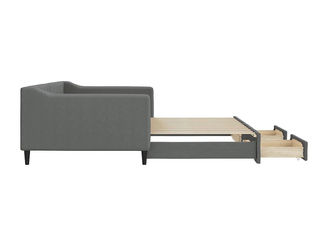 Tagesbett Ausziehbar mit Schubladen Dunkelgrau 100x200 cm Stoff