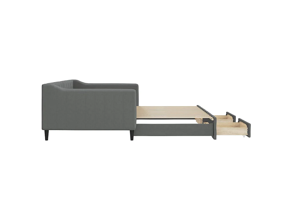 Tagesbett Ausziehbar mit Schubladen Dunkelgrau 100x200 cm Stoff