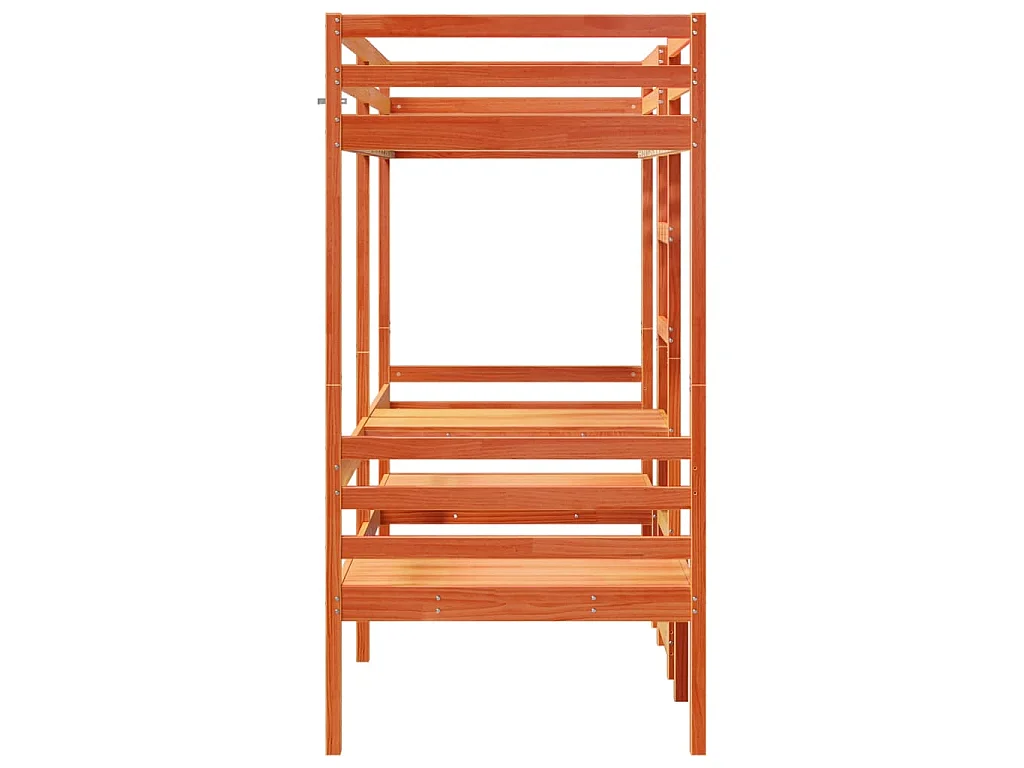 Hochbett mit Schreibtisch & Stühlen Braun 90x190 cm Kiefernholz