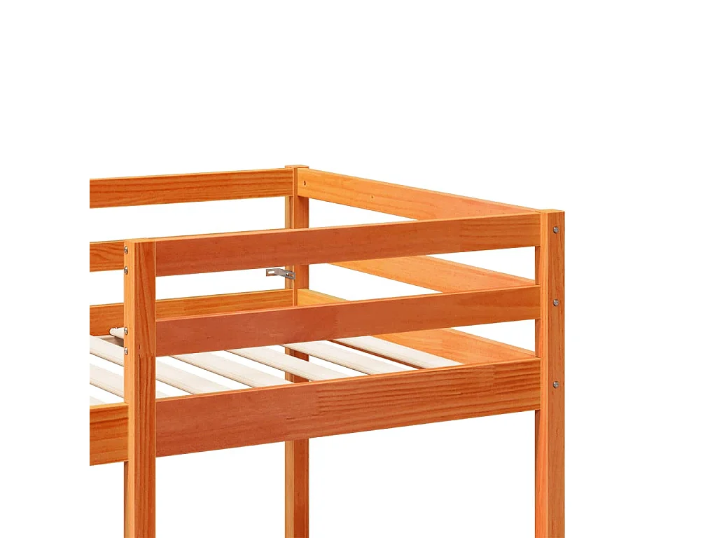 Hochbett mit Schreibtisch & Stühlen Braun 90x190 cm Kiefernholz
