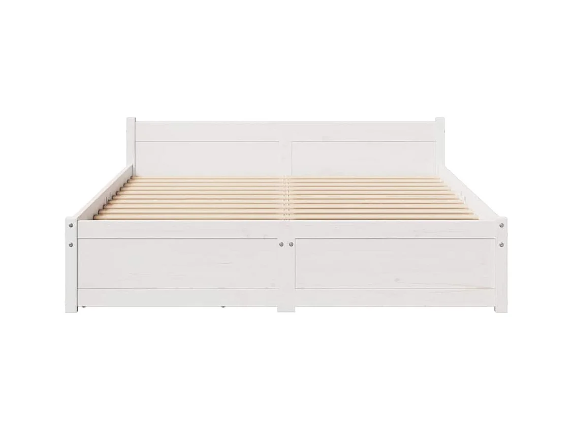Cadre de lit sans matelas blanc 140x190 cm bois de pin massif