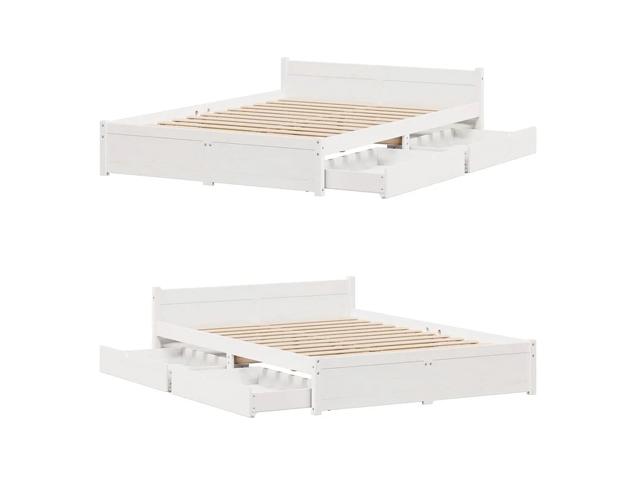 Cadre de lit sans matelas blanc 140x190 cm bois de pin massif