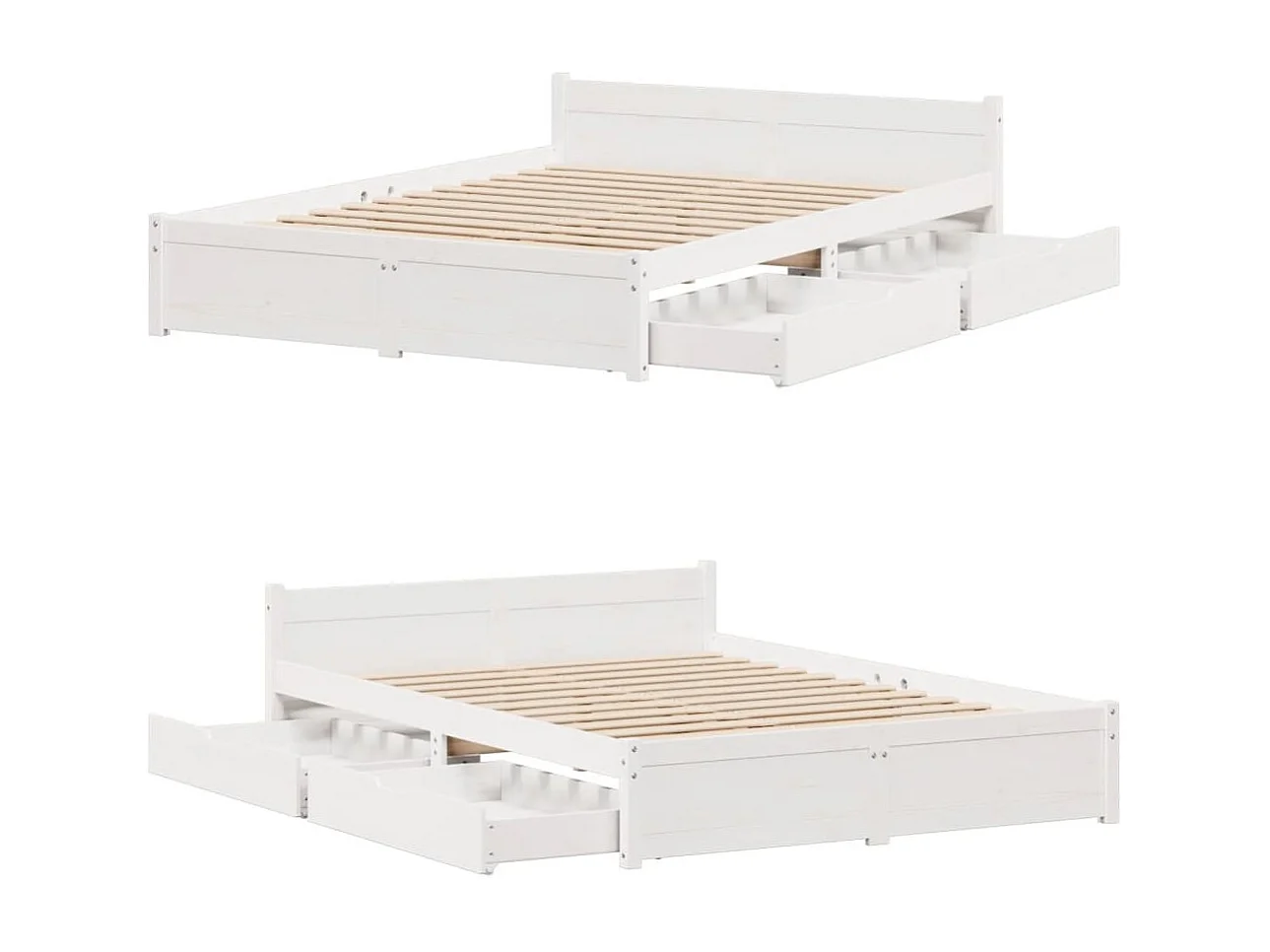 Bedframe zonder matras massief grenenhout wit 140x190 cm