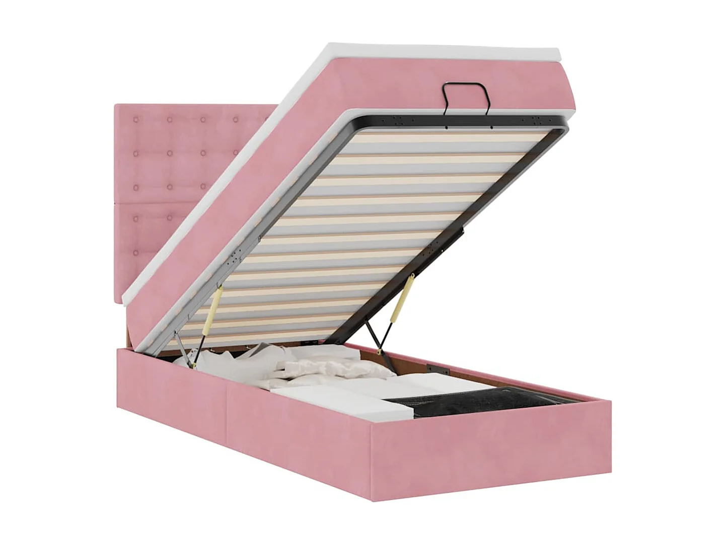 Ottoman bed met matrassen 100x200cm fluweel roze