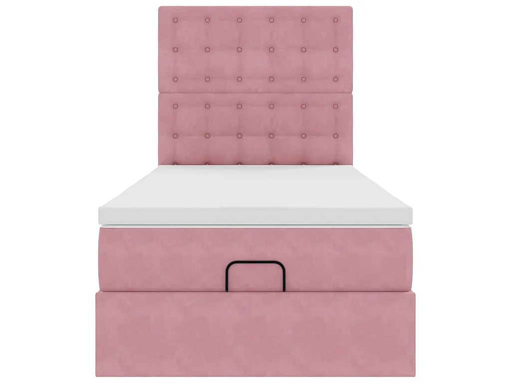 Ottoman bed met matrassen 100x200cm fluweel roze