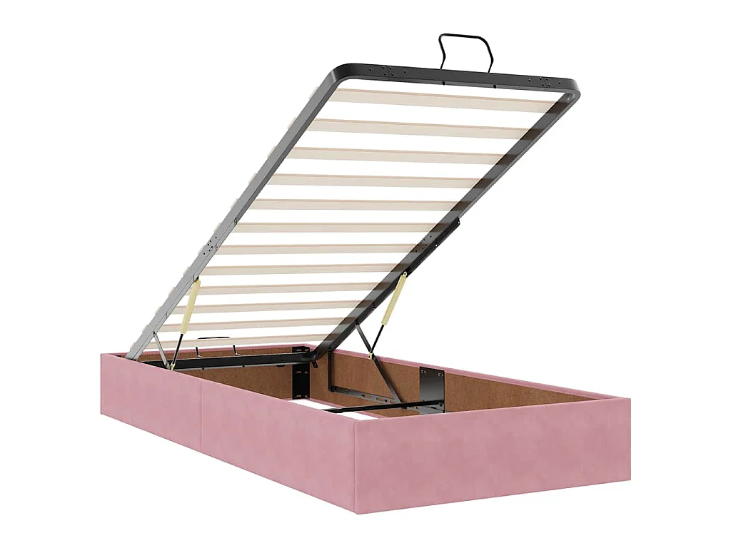 Ottoman bed met matrassen 100x200cm fluweel roze