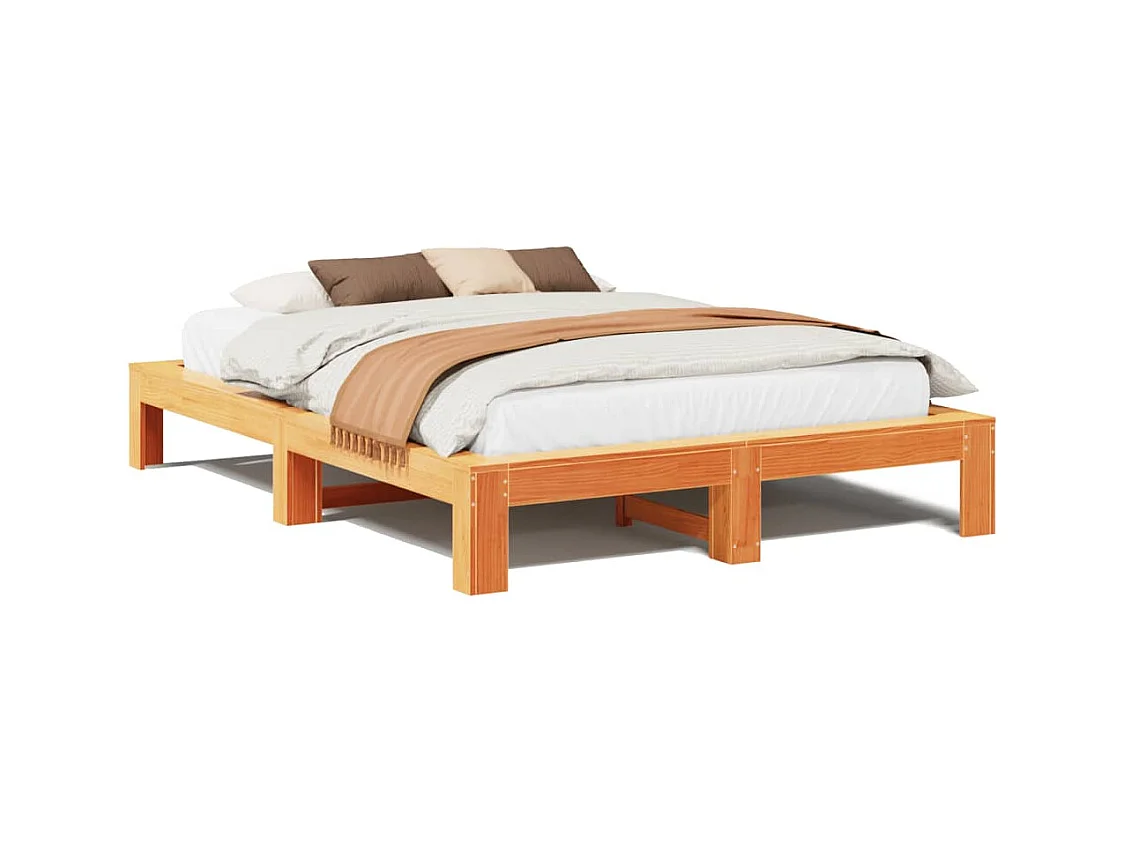 Giroletto senza Materasso Marrone Cera 140x200cm Massello Pino