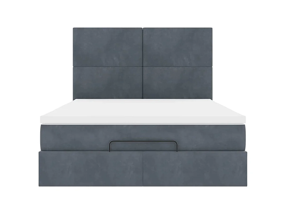 Ottoman-Bett mit Matratzen & LEDs Dunkelgrau 140x190 cm Samt