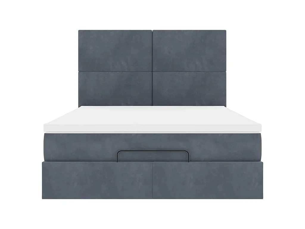 Struttura Letto Pouf con Materassi 140x190 cm Velluto