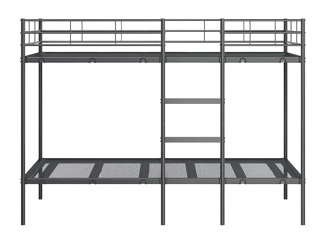 Lit superposé sans matelas noir 90x200 cm acier