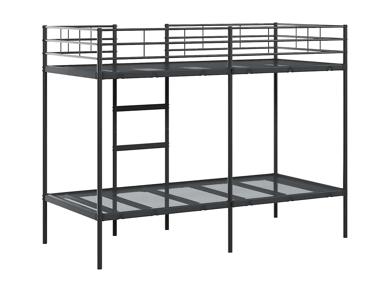 Lit superposé sans matelas noir 90x200 cm acier