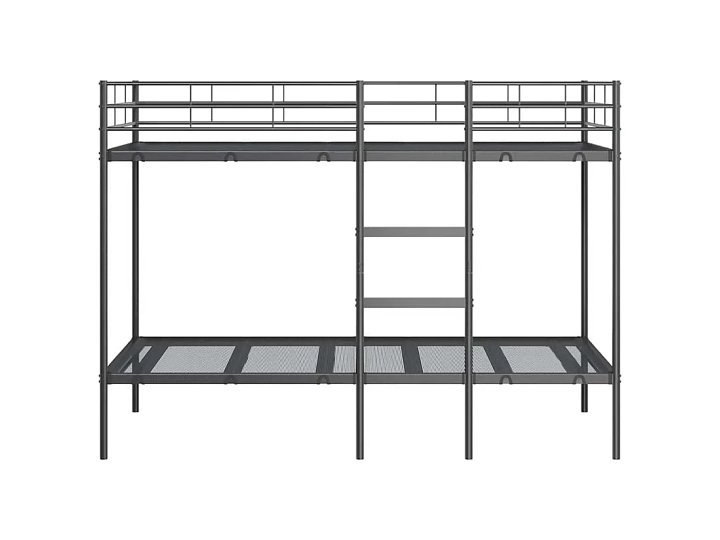 Letto a Castello senza Materasso Nero 90x200 cm in Acciaio